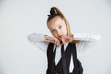 Image showing Girl preparing for school after a long summer break. Back to school.