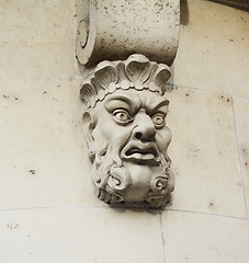 Image showing Sculpted stone mask on Pont Neuf in Paris