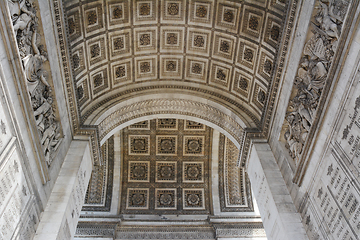 Image showing Sculpted roses and reliefs on the Arc de Triomphe