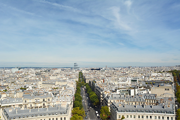 Image showing Paris cityscape from the top of the Arc de Triomphe, looking nor