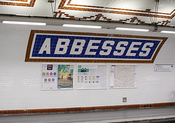 Image showing Tiled wall of Abbesses metro station in Paris