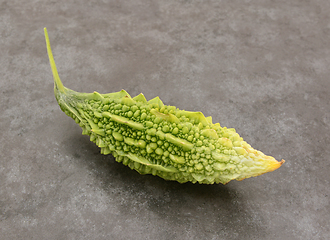 Image showing Fully ripe bitter melon fruit with green warty skin