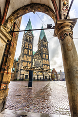 Image showing Bremen Cathedral church at market square, Germany