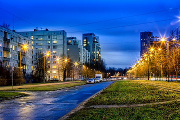 Image showing New and soviet era block apartment buildings