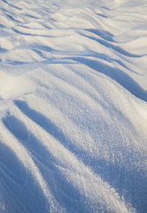 Image showing Snowdrifts, a field in winter
