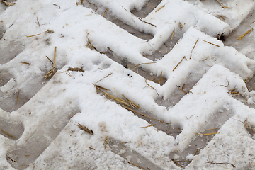 Image showing Traces of the car on the snow