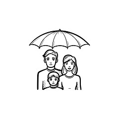 Image showing Insurance of family hand drawn sketch icon.