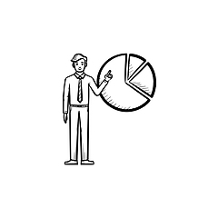 Image showing Figure of a man with diagram hand drawn sketch icon.