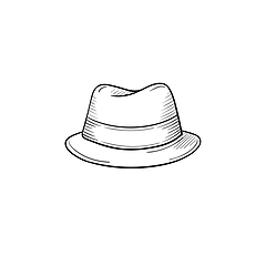 Image showing Classic hat hand drawn sketch icon.