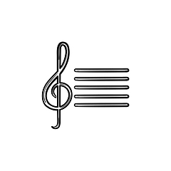 Image showing Music note hand drawn sketch icon.