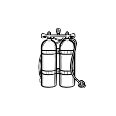 Image showing Oxygen tank hand drawn sketch icon.