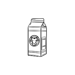 Image showing Carton box of milk hand drawn sketch icon.