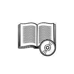 Image showing Audiobook hand drawn sketch icon.