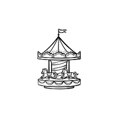 Image showing Merry-go-round hand drawn sketch icon.