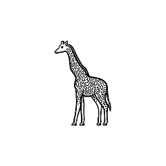 Image showing Giraffe hand drawn sketch icon.