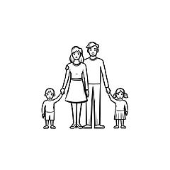 Image showing Family relationship hand drawn sketch icon.