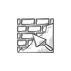 Image showing Brick solid surface with spatula hand drawn icon.