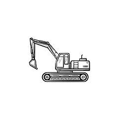 Image showing Excavator hand drawn sketch icon.