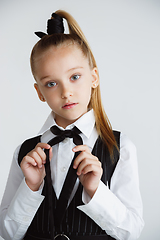 Image showing Girl preparing for school after a long summer break. Back to school.