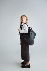 Image showing Girl preparing for school after a long summer break. Back to school.