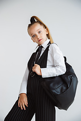 Image showing Girl preparing for school after a long summer break. Back to school.