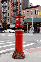 Image showing Fire alarm call box on sidewalk in New York City