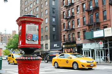 Image showing Detail of fire alarm pull box in New York City