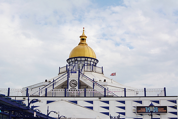 Image showing Tower with gold dome at the end of Eastbourne pleasure pier