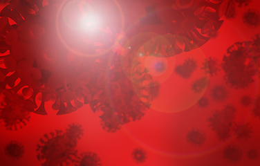 Image showing Red COVID-19 virus background with lens flare