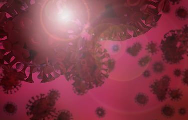 Image showing Red COVID-19 virus background with lens flare