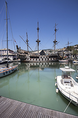 Image showing Spanish galleon replica in Genoa Old port