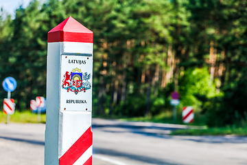 Image showing Latvia country border sign