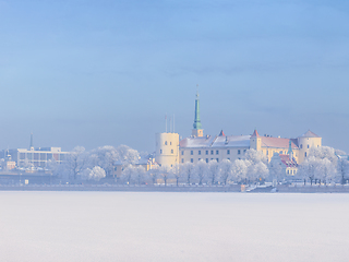 Image showing Winter skyline of Latvian capital Riga Old town