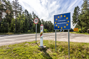 Image showing Lithuania country border sign between Latvia and Lithuania