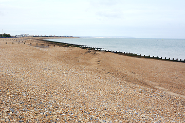 Image showing Deserted shingle beach in Eastbourne on the south coast of Engla