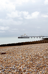 Image showing Eastbourne pleasure pier above a calm sea on the East Sussex coa