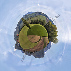 Image showing Miniature planet of valley between mountains