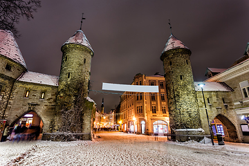 Image showing Viru Gate towers in Tallinn Old Town, Estonia