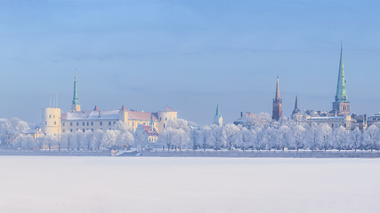 Image showing Winter skyline of Latvian capital Riga Old town