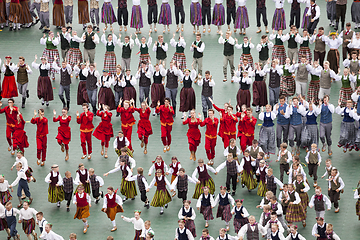 Image showing Dancers in traditional costumes perform at the Grand Folk dance 