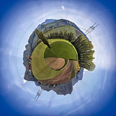 Image showing Miniature planet of valley between mountains