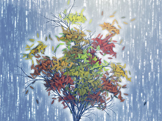 Image showing Tree with falling leaves, illustration