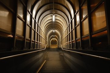 Image showing Abandoned urban corridor with stairs