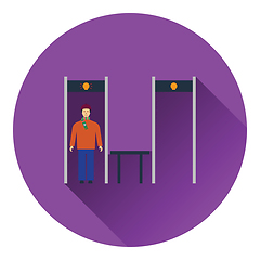 Image showing Stadium metal detector frame with inspecting fan icon