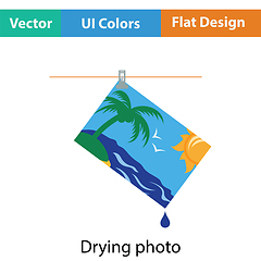Image showing Icon of photograph drying on rope