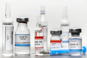 Image showing Vaccine for virus in small bottles