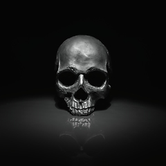 Image showing Spooky dark black skull aginast dark background