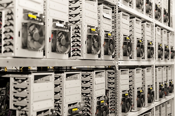 Image showing Machines mining bitcoin in data center