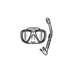 Image showing Mask and snorkel for swim in pool hand drawn icon.