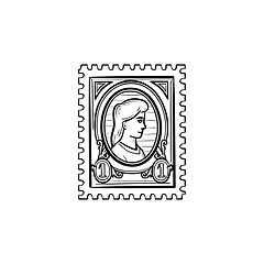 Image showing Philately hand drawn sketch icon.